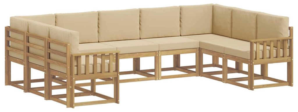 vidaXL Outdoor-Sofagarnitur mit Kissen 9 pcs Weiß und Beige