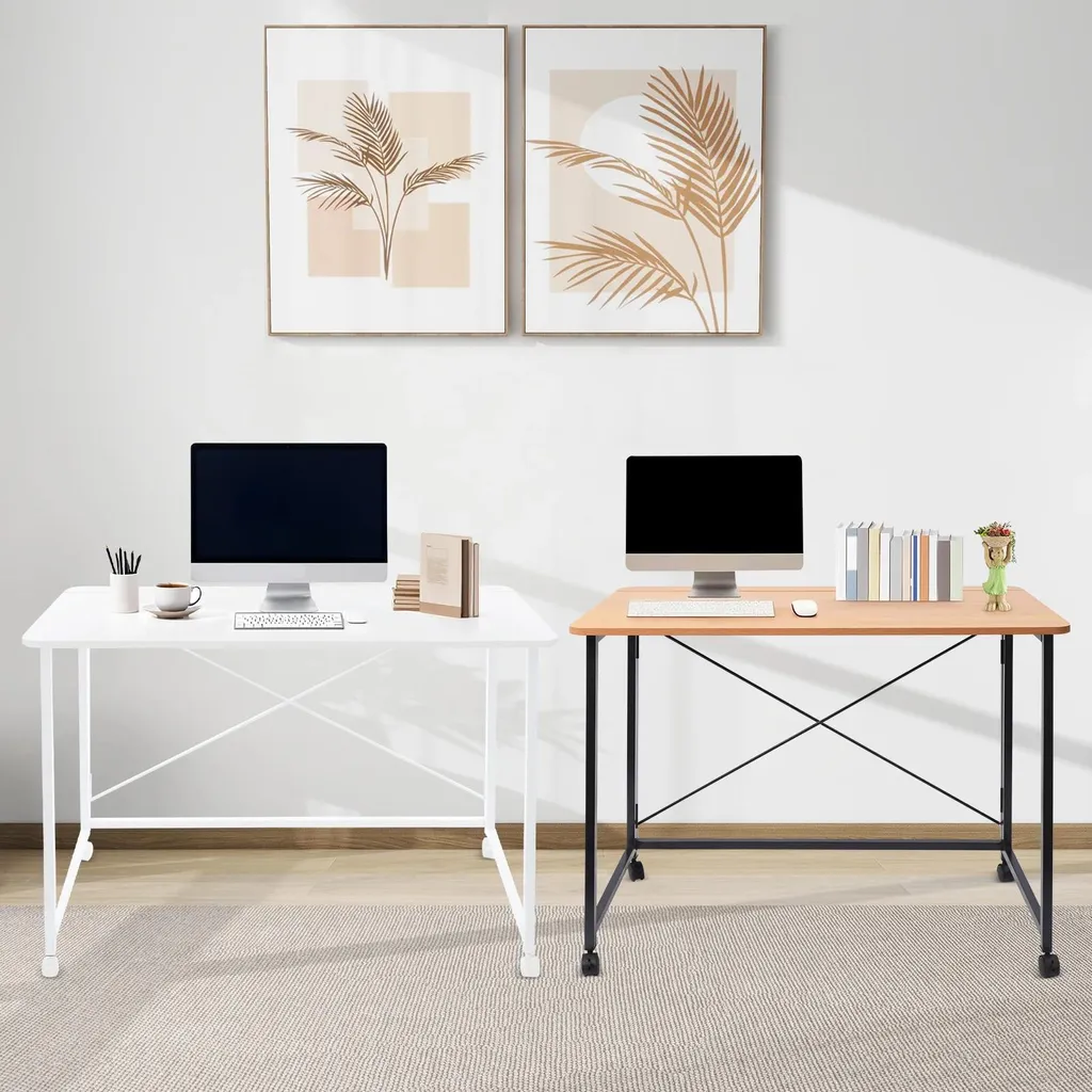 Bureau pliable à roulettes table de travail rectangulaire multi-usage - 3