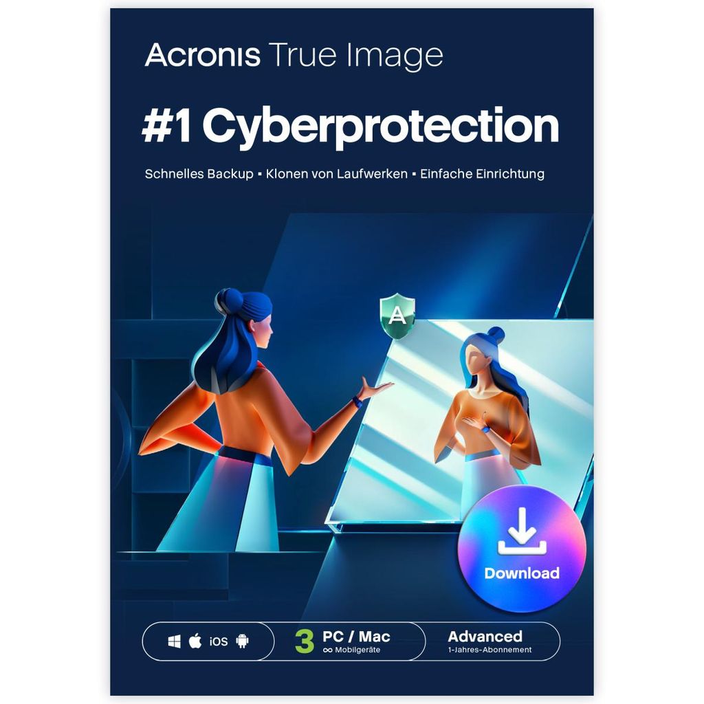 Acronis True Image Advanced 2026 + 50GB Cloud / 3 PC / 1 Jahr / Lizenz per E-Mail