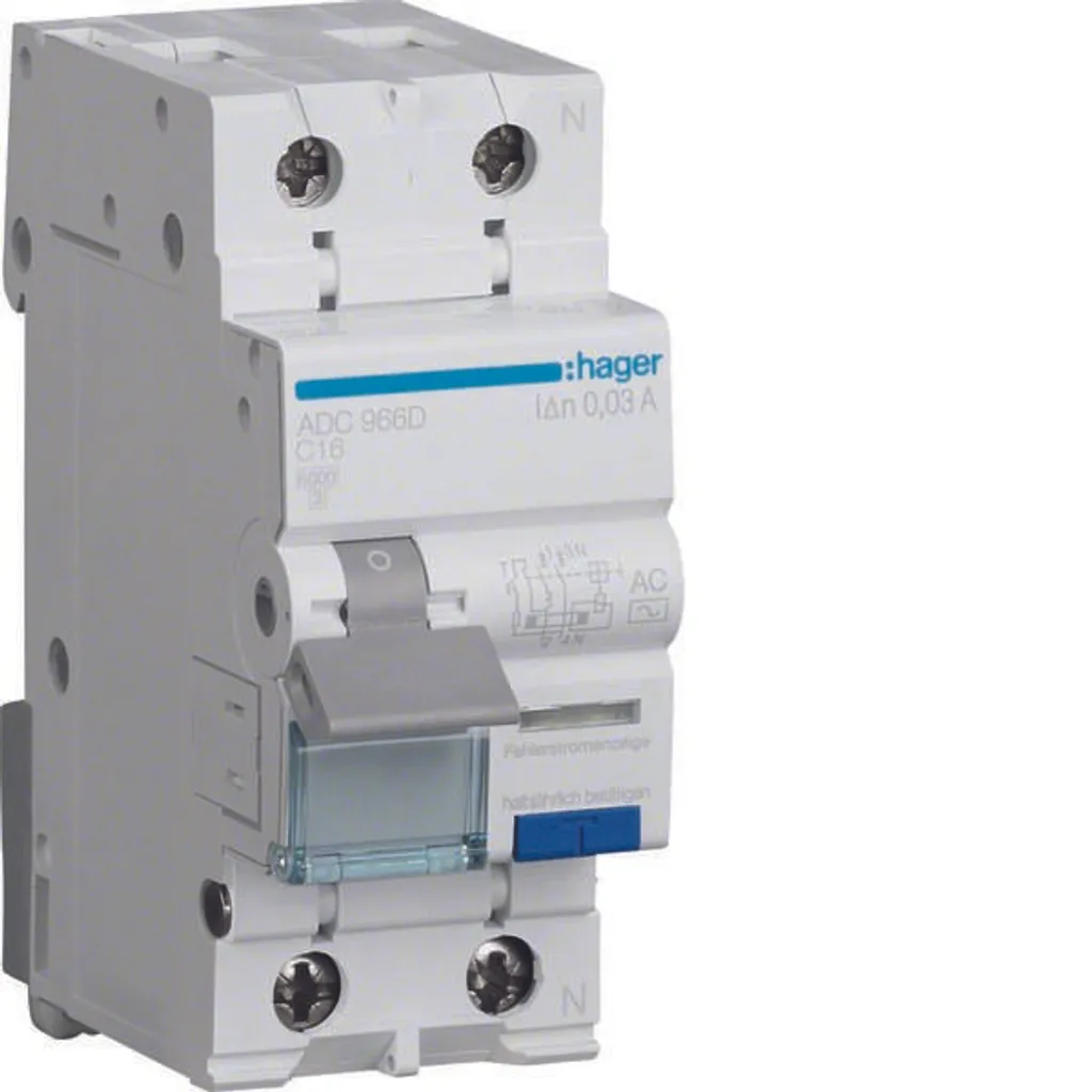 Dispositif différentiel 16A 30mA courbe C 2 pôles protection 6000A
