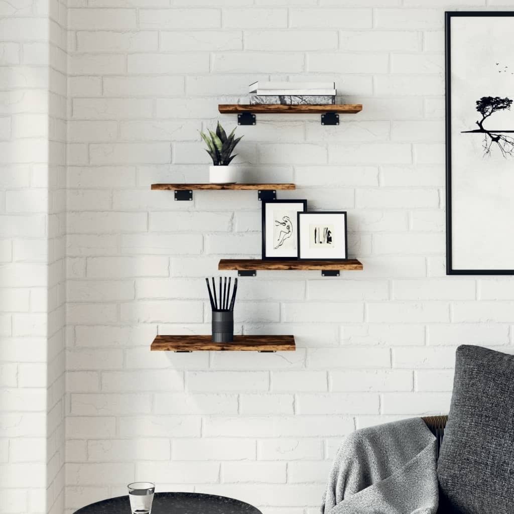 Cloris Designermöbel Wandregale 4er-set - Räuchereiche 40x20x1,5cm Holzwerkstoff - Bücherregale 2026Neu937634 - Bücherregale