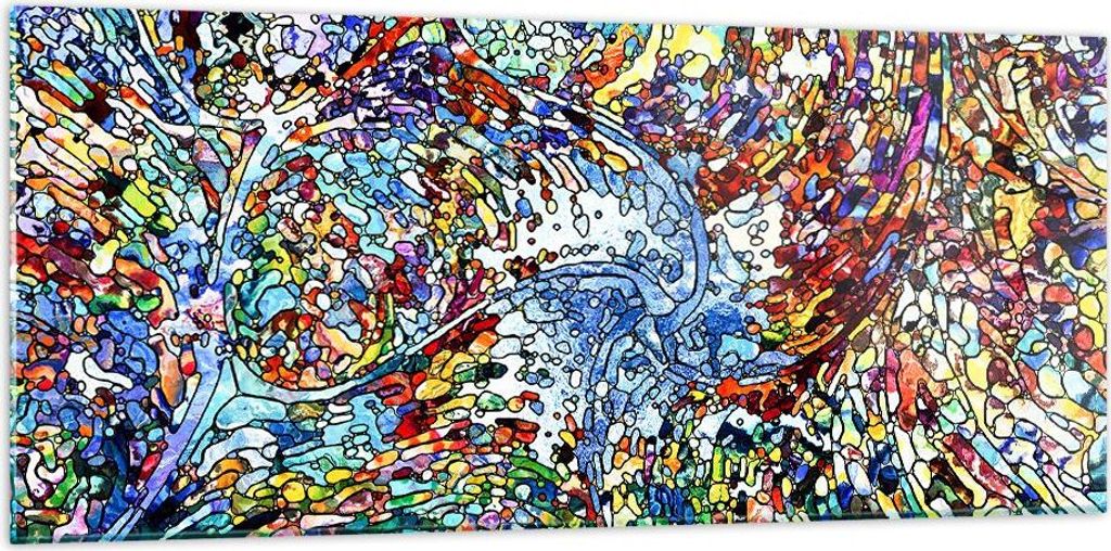Bilder auf glas - Abstraktion modern - 120x50cm - Glasbilder - Wandbilder - Kunstdruck - zum Aufhängen bereit - Wanddekoration aus Glas - Glas Bil...