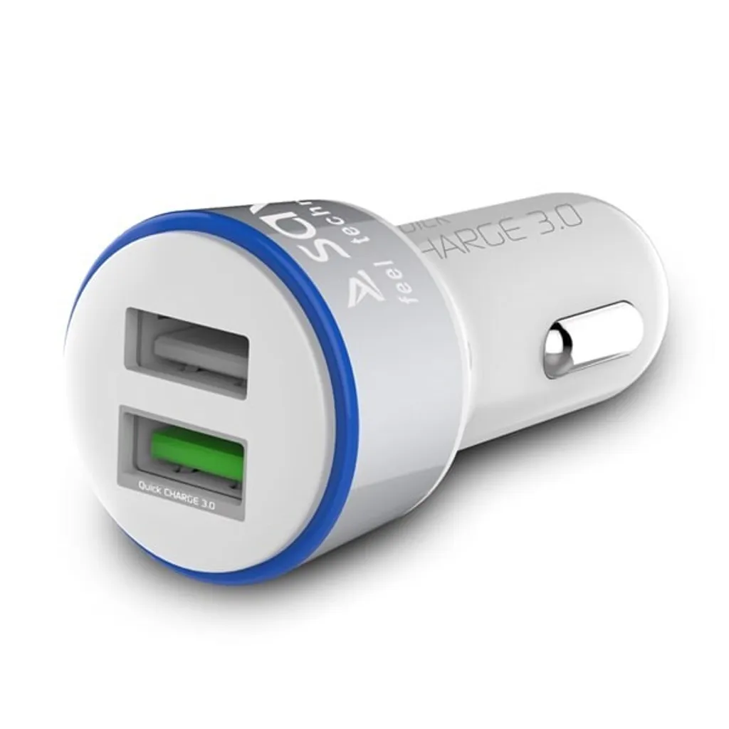 Caricatore Auto Savio SA-06/W Quick Charge 3.0A 2xUSB Bianco