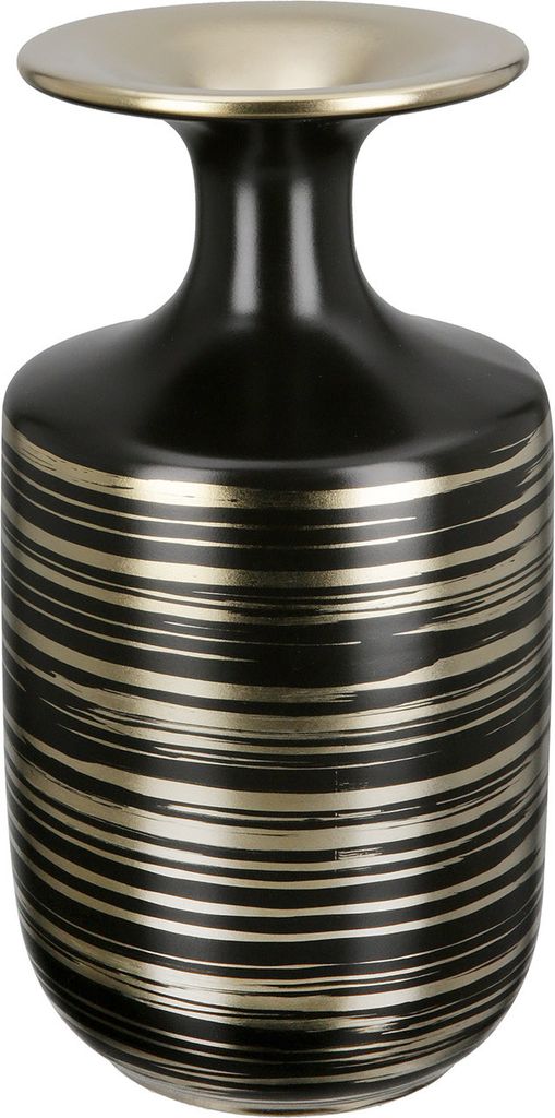 GILDE Vase, Flasche, "Talin", gestreift, Keramik, schwarz, , H. 24 cm, D. 13 cm 28942 /Abverkauf nur solange Vorrat reicht