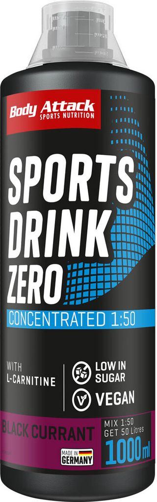 Body Attack Sports Drink Zero 1000ml Schwarze Johannisbeere