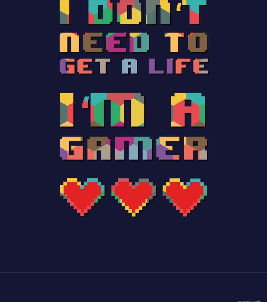 Gaming Kunstdruck Bild - I Don't Need To Get A Life, I'm A Gamer (80 x 60 cm)