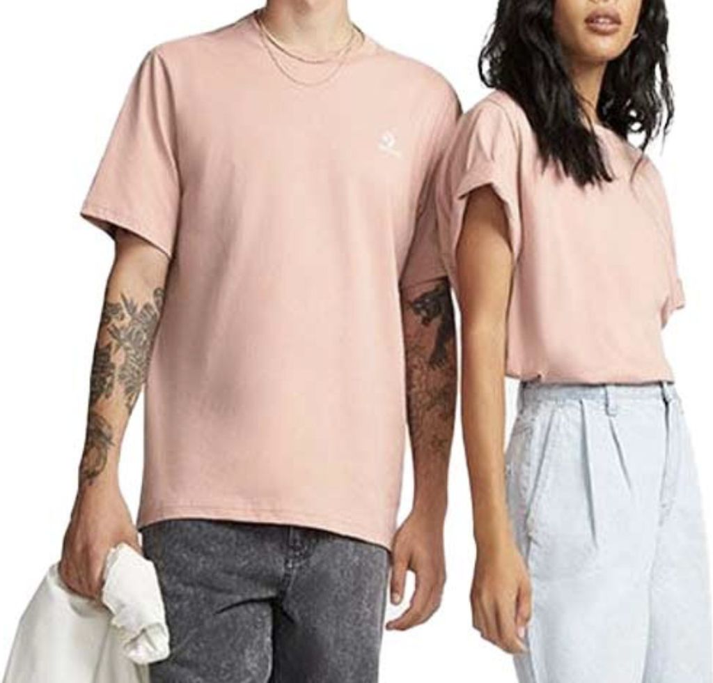 CONVERSE Uni T-Shirt Größe: S Go-To Embroidered Star Chevron Regular Fit rosa