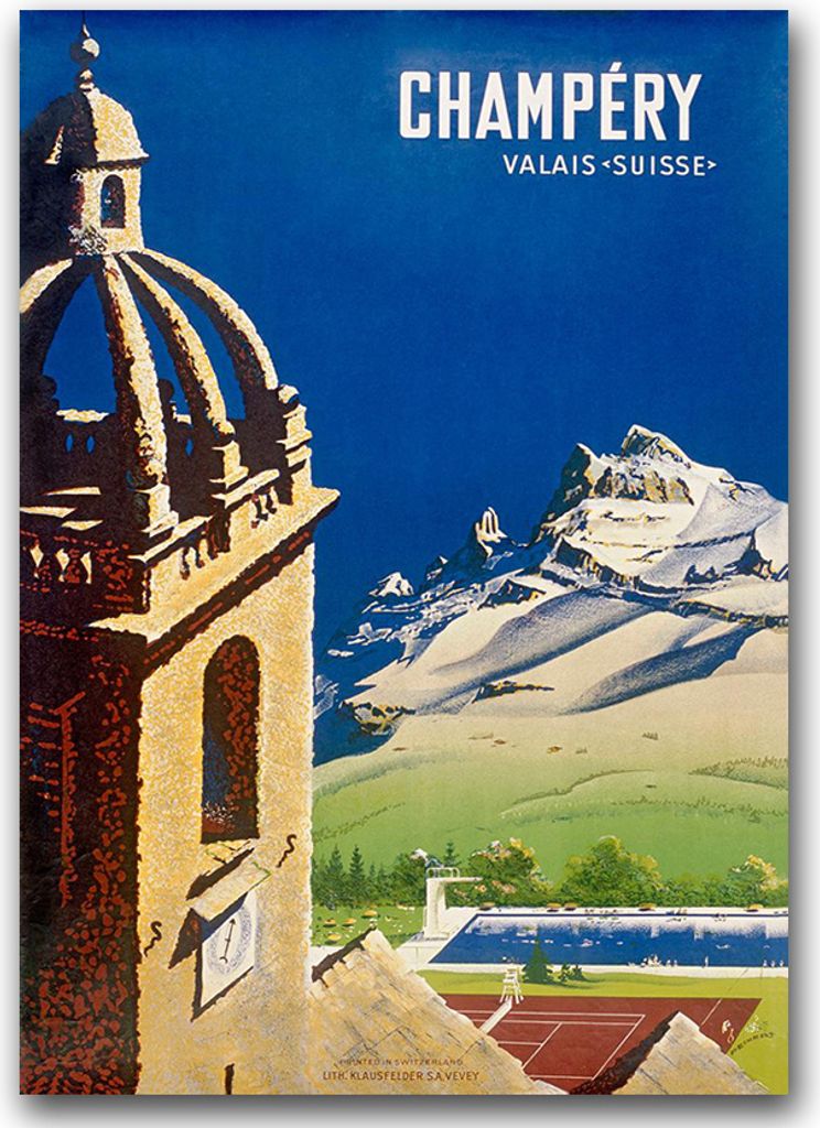 Poster - Canvas - Leinwand - 59,4 cm x 84,1 cm - Fotoposter - Leinwandkunst - Schweiz Champery