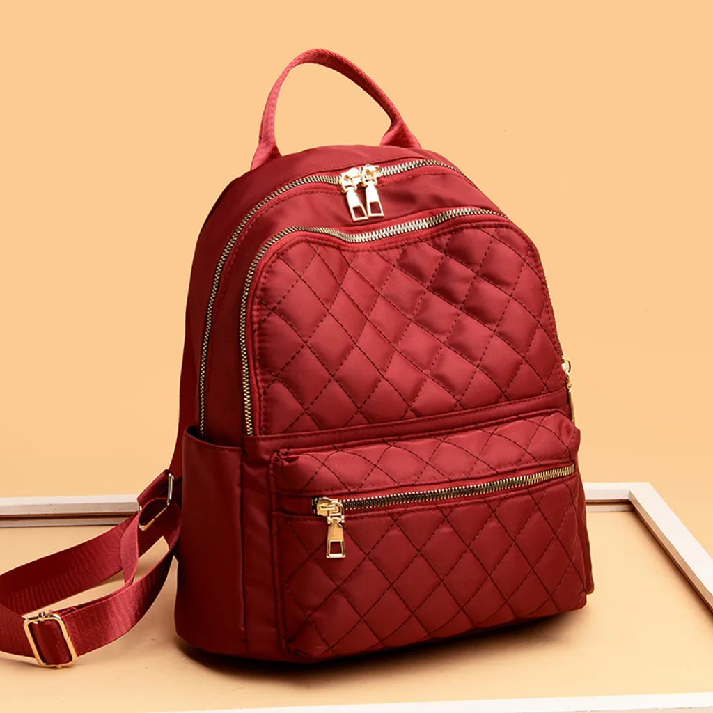 Zaino Donna Zaini Scuola Uni Viaggio Lavoro Tempo Libero Con Scomparto Laptop Anti Furto Borsa Tracolla, 27*13*31cm, Signore, Rosso - 3