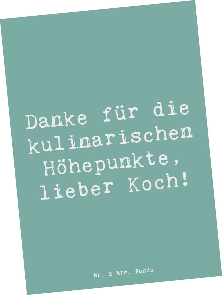 Mr. & Mrs. Panda Postkarte Spruch Koch Dankeschön - Meeresbrise - Geschenk, Bedanken, lieber, Geschenkidee, bildkarte, Danke sagen, Ansichtskarte,...
