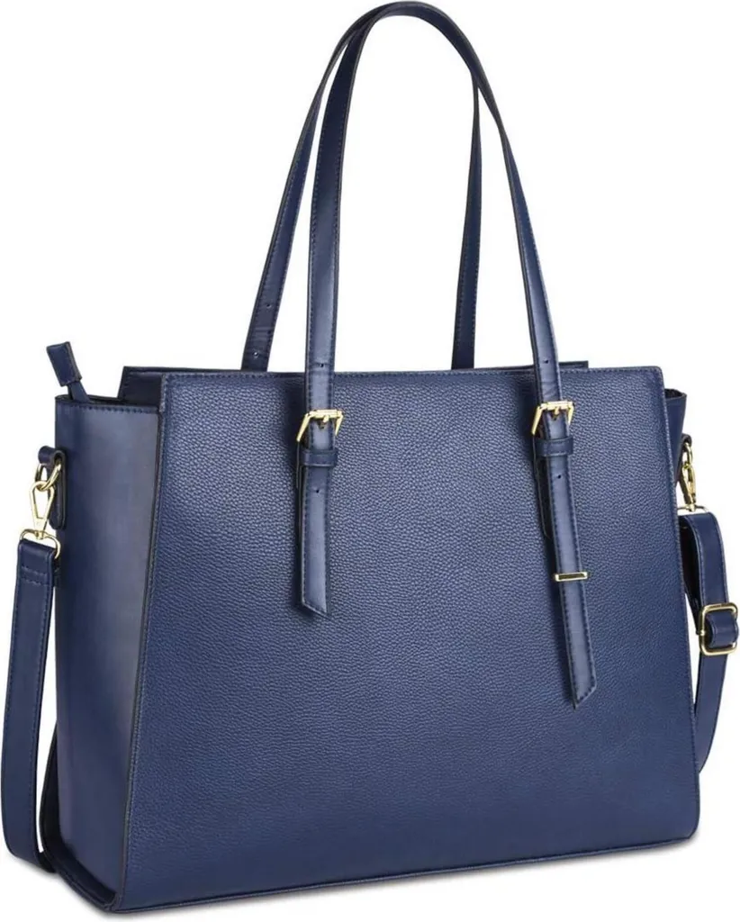 Sac Ordinateur 15.6 Pouces Cuir Noir avec Grande Capacité et Bandoulière