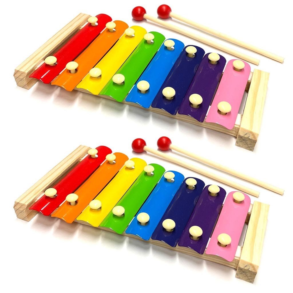 2x Kinder Glockenspiel mit  4 Schlägel 8 Farbigen Platten Produktbild 