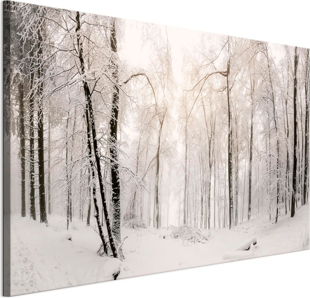 LUMASOUL Leinwand Bilder 90x60 cm, Leinwandbild Winter Motiv 3, Wandbilder Holzrahmen und Webstuhl Wohnzimmer und Schlafzimmer, 1 teilig