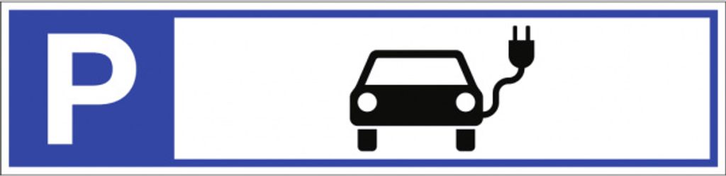 Dreifke Schild, Parkplatzreservierer Symbol Elektrofahrzeug, Alu, 460x110 mm