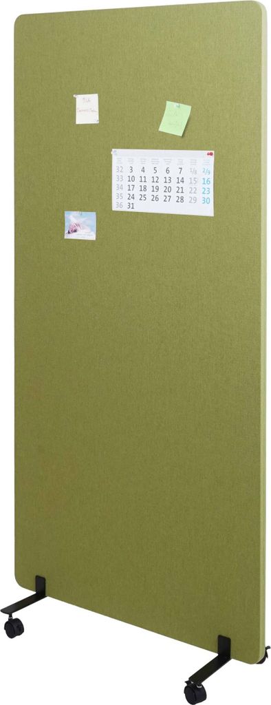 Akustik-Trennwand MCW-G77, Büro-Sichtschutz Raumteiler Pinnwand, doppelwandig rollbar Stoff/Textil 167x80cm grün