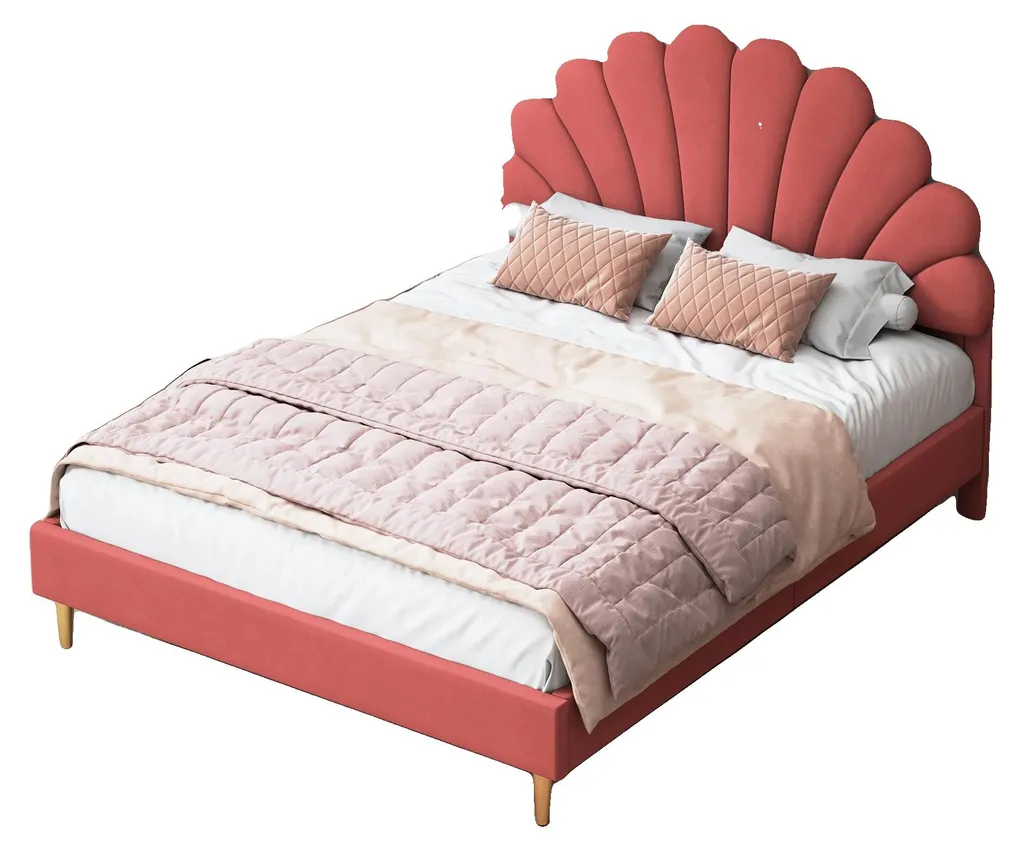 Lit double 140x200 cm confortable pour couple avec tête de lit Bortains