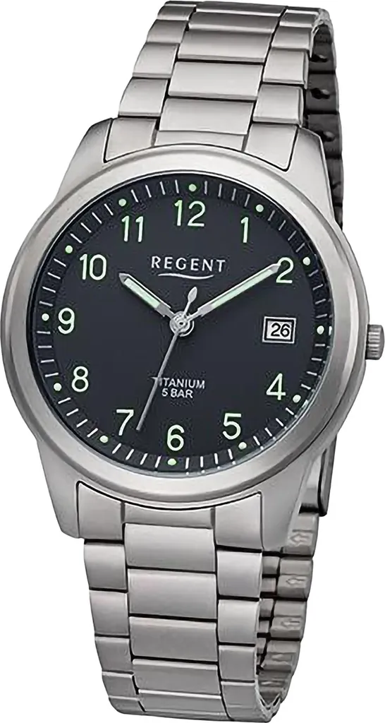 Regent F-1296 Montre Homme avec Bracelet Cuir Noir et Boîtier étanche