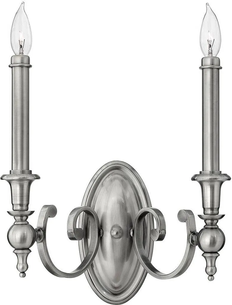 Applique murale design bougeoir Yorktown en nickel antique 2xE14 60W