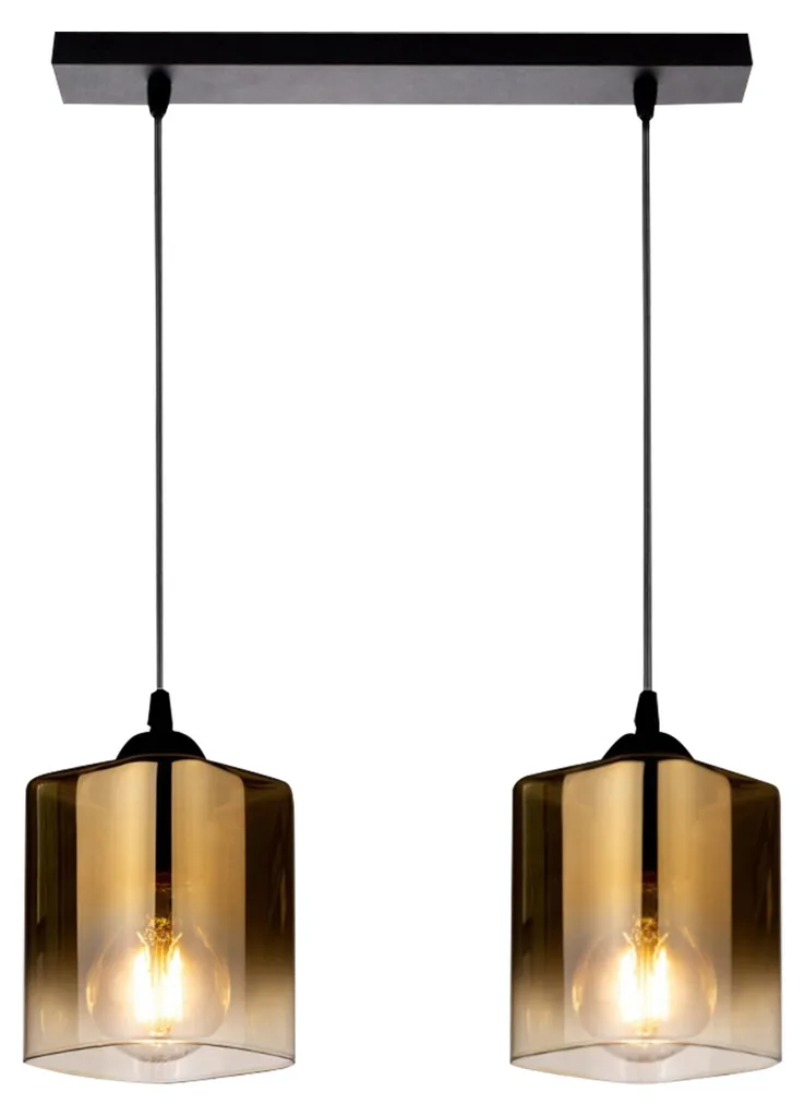 Lustre barre de table SERENA design bicolore noir or pour salle à manger