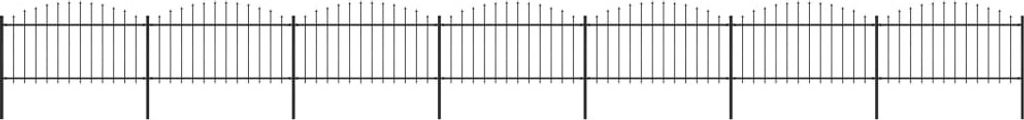 The Living Store Gartenzaun mit Speerspitzen Stahl (1,25 - 1,5) x 11,9 m Schwarz