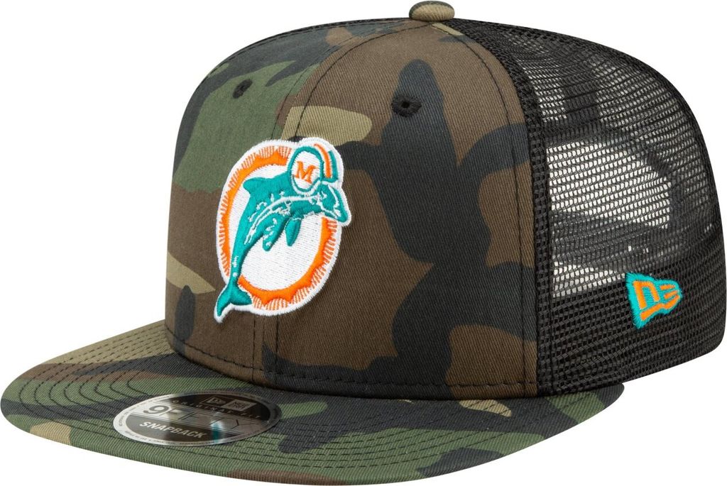 Throwback Miami Dolphins Mesh 9Fifty Snapback Cap wood camo