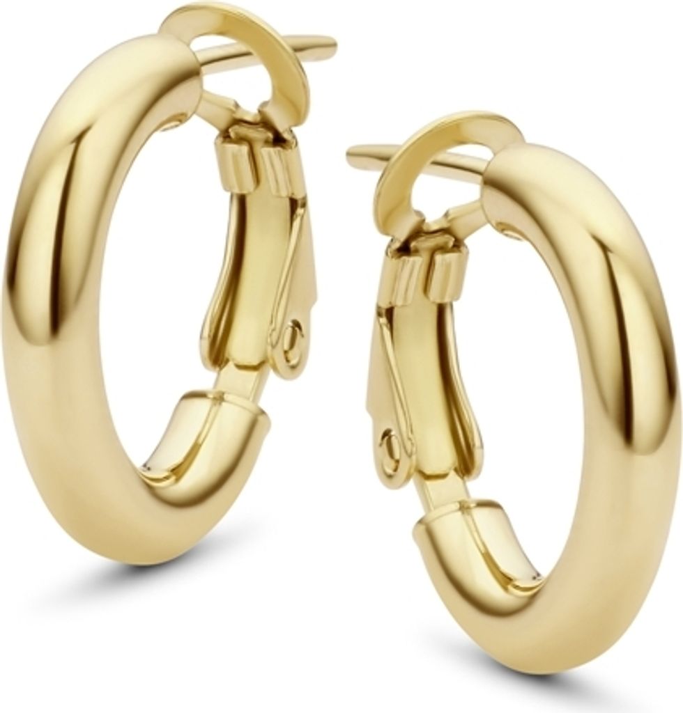 New Bling Goud 9NBG-0116 14KRT Geelgouden Oorringen Met Scharnier - Geel Goud - 16mm - Goud