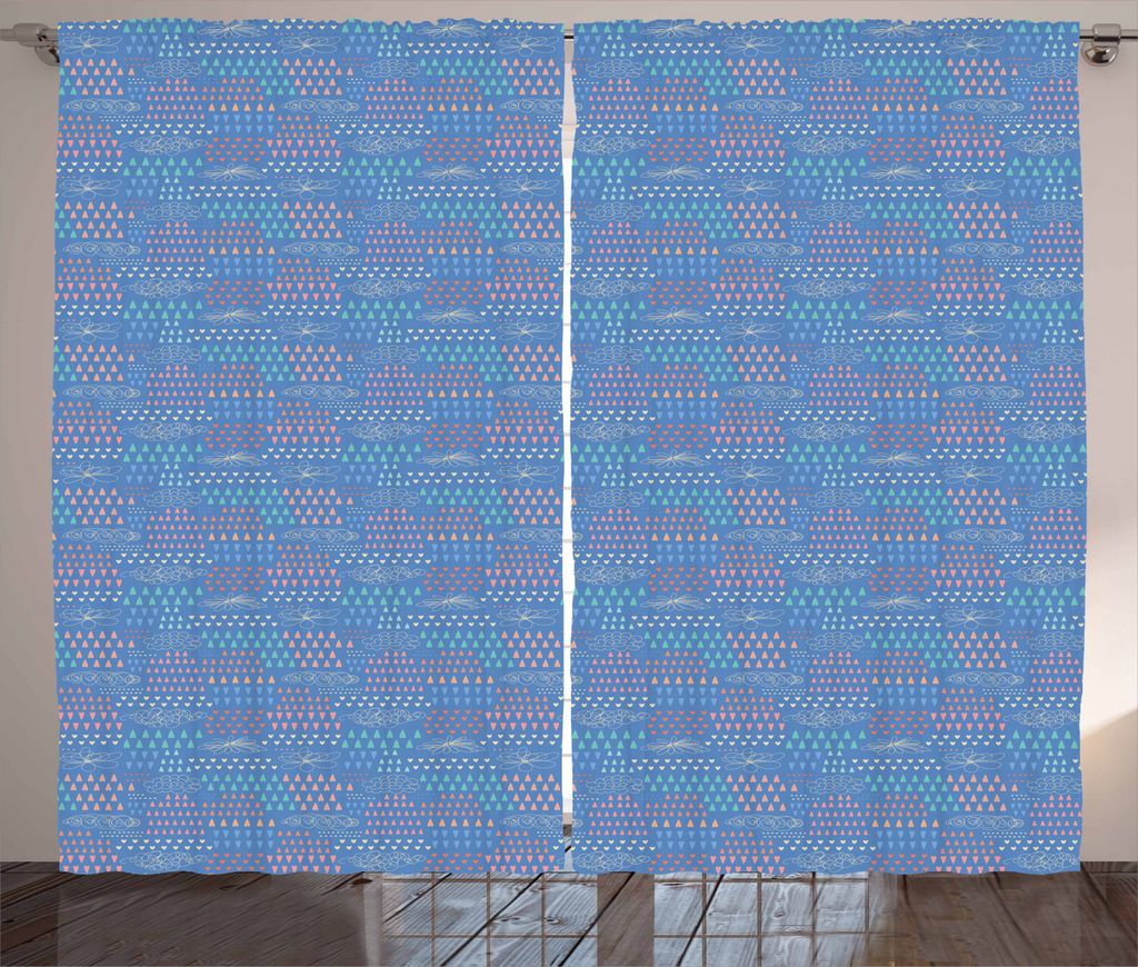 ABAKUHAUS Regen Rustikaler Vorhang, Gekritzeltes Linear Wolken, Wohnzimmer Universalband Gardinen mit Schlaufen und Haken, 280 x 245 cm, Mehrfarbig