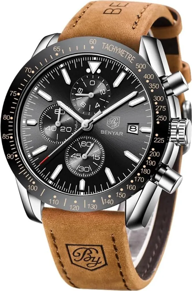 orologi da uomo cronografo analogico al quarzo per uomo cinturino in pelle uomo moda business sport design 30M impermeabile elegante regalo