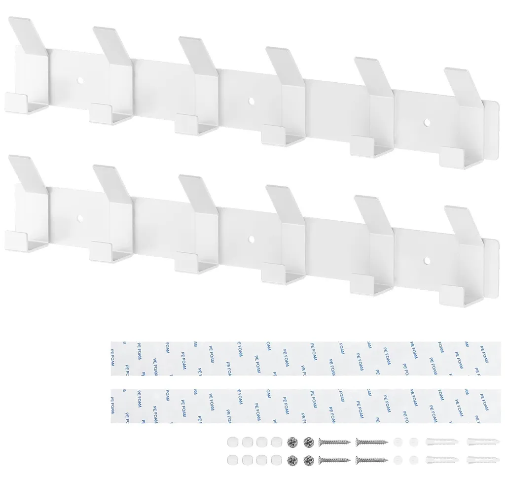 Patère murale blanc mat avec barre de suspension robuste et durable