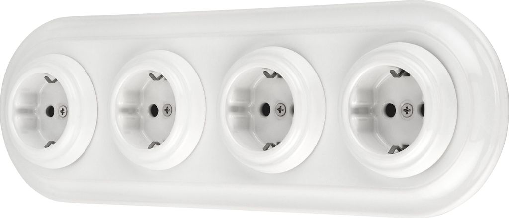 Porcelánová retro zásuvka pod omítku 4-cestná, vše v Obrázek produktu 