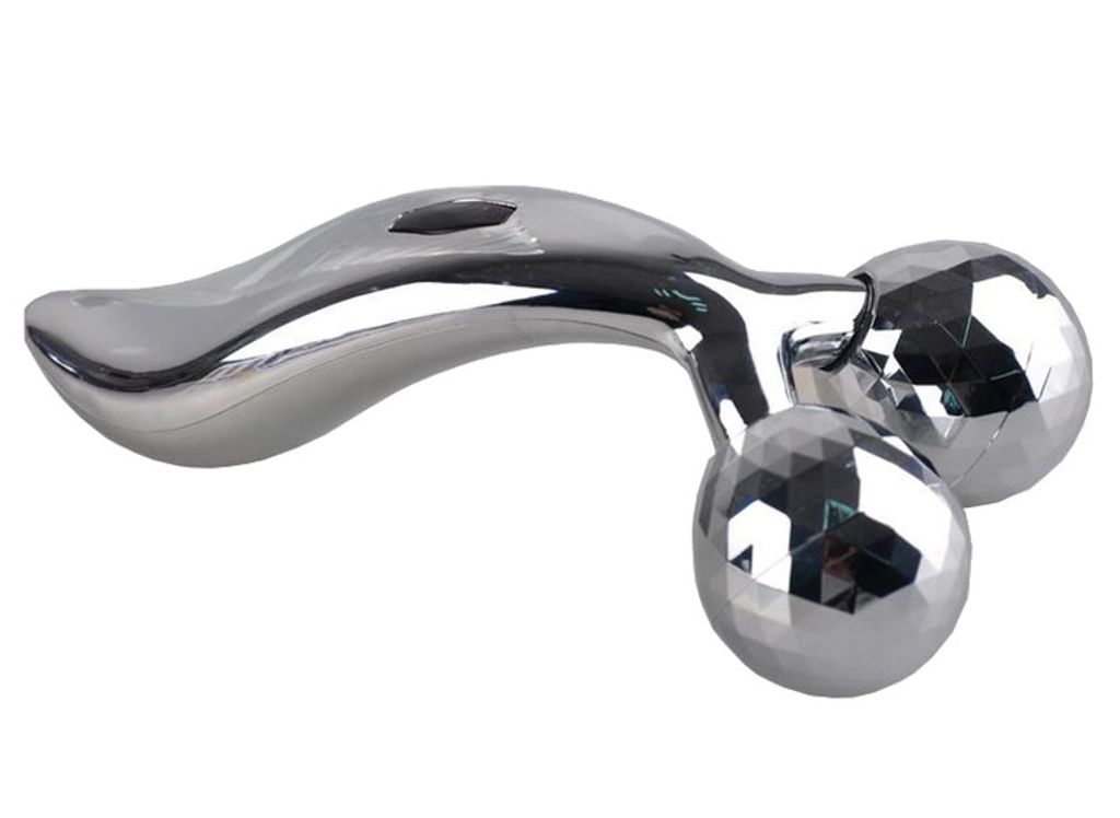 3D Gesichtsroller Aus Metall – V-förmig, Wasserdicht, Mit Doppelrolle Für Lymphdrainage & Anti-Aging-Massage