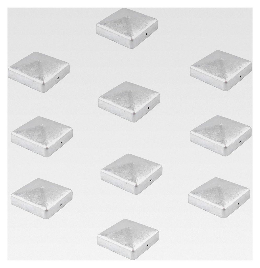 10 Stück verzinkte Pfostenkappen Abdeckkappen für Pfosten Pyramide 121 mm 12x12 cm