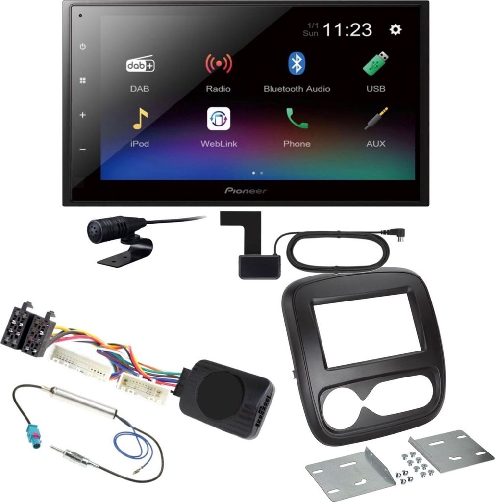 Pioneer DMH-A340DAB USB MP3 DAB+ Moniceiver FLAC Einbauset für Renault Trafic 3