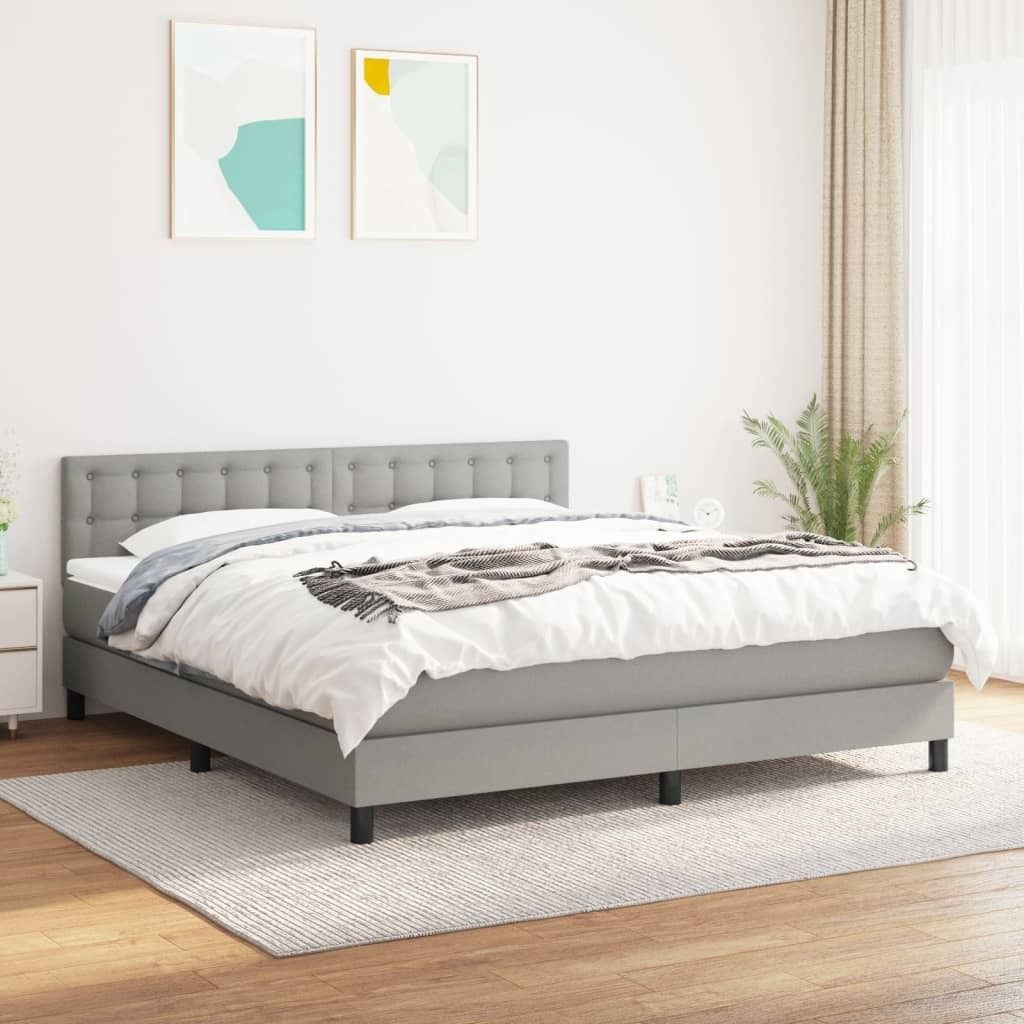 Maison Exclusive - Boxspringbett mit Matratze Hellgrau 160x200 cm Stoff