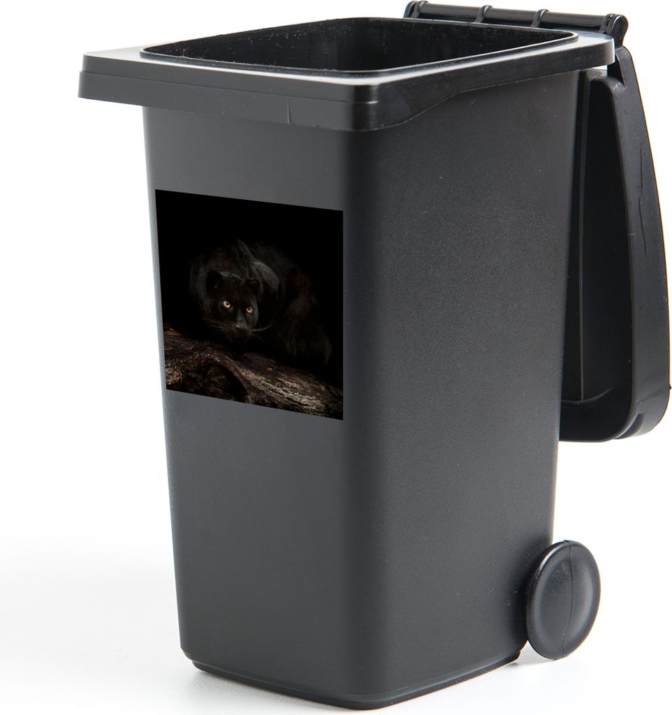 MuchoWow Mülltonnenaufkleber Panther - Wald - Augen 40x40 cm - Abfall-Aufkleber - Container - für Abfallcontainer