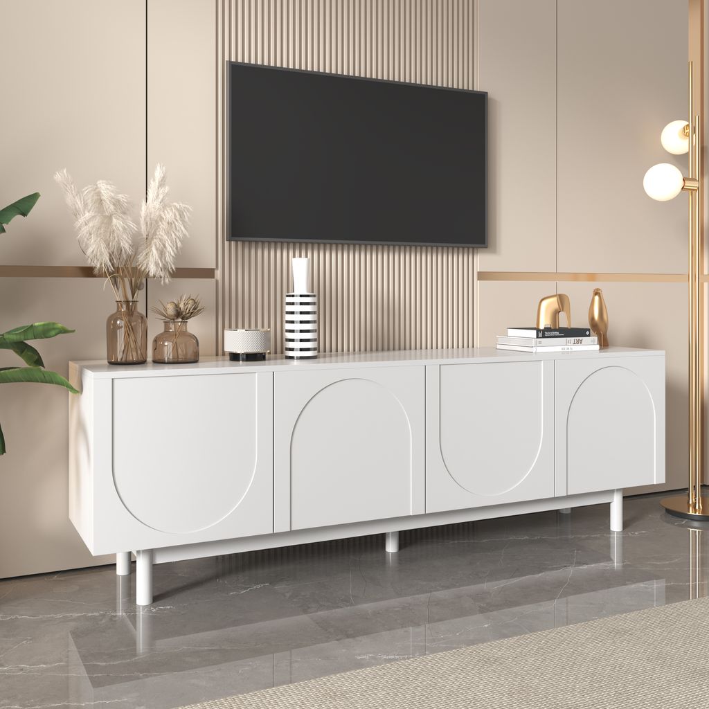 Merax Armoire TV avec 4 portes et étagères réglables, Image du produit 