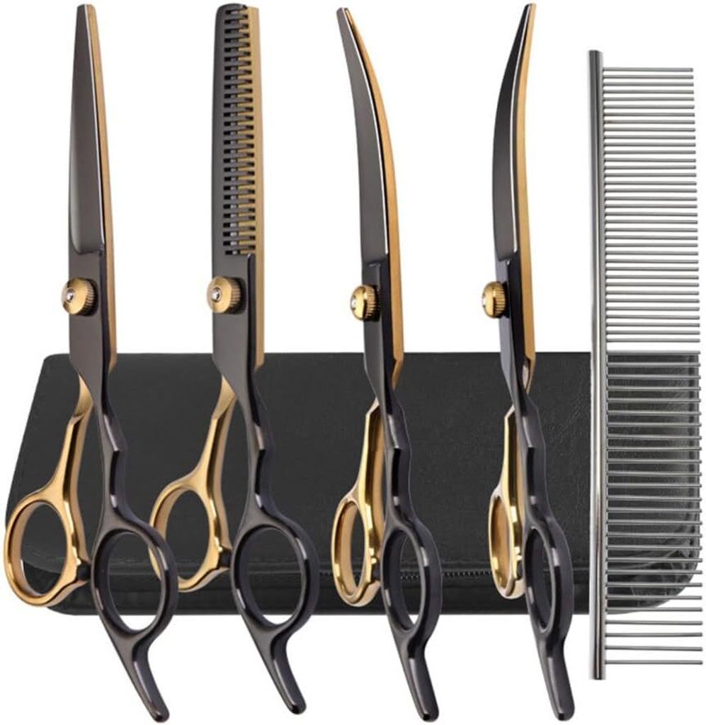 6 in 1 Hundeschere Set Profi, Edelstahl Fellschere für Produktbild 