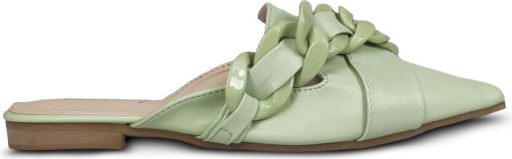 Damen Slipper mit Kette Elegant Slip On Sandalen Badelatschen Erio Grün Gr.37