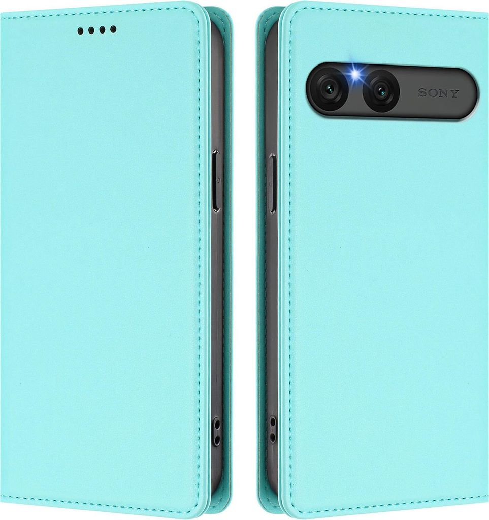 Handyhülle für Sony Xperia 10 VII, Kunstleder Klapphülle Stoßfeste Magnetische Hülle mit Ständer Türkis