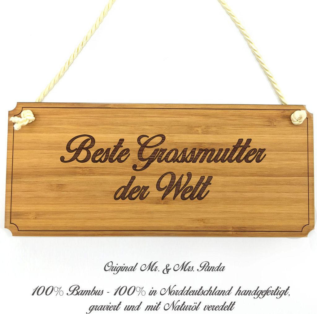 Mr. & Mrs. Panda Schild Grossmutter - Geschenk, Werbeschild, Geschenkidee, Graviert, Shabby, Firmenschild, Türschild, Holz, Landhaus, Wegweiser