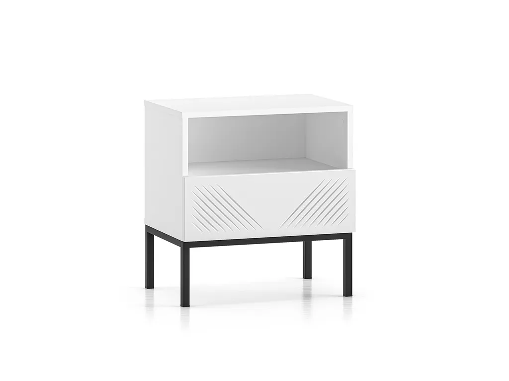 Table de chevet ADELE 3 blanc et noir - Table de nuit design bicolore