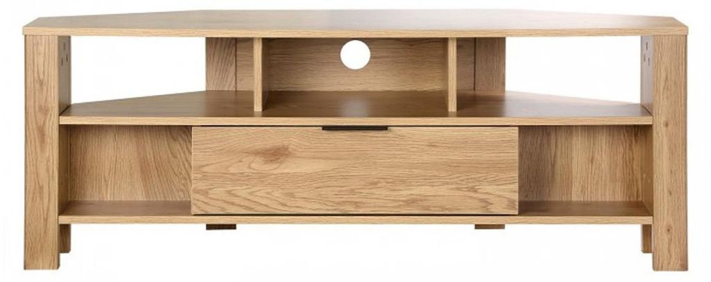 CALICOSY - Hoek-TV-meubel 1 Lade Eiken Decor - L120 cm Productafbeelding 