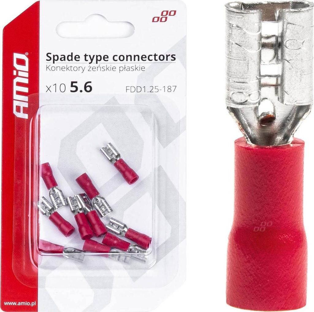 Izolované ploché koncovky 5,6 mm 0,5–1,5 mm² 10 A 10 ks Obrázok produktu 