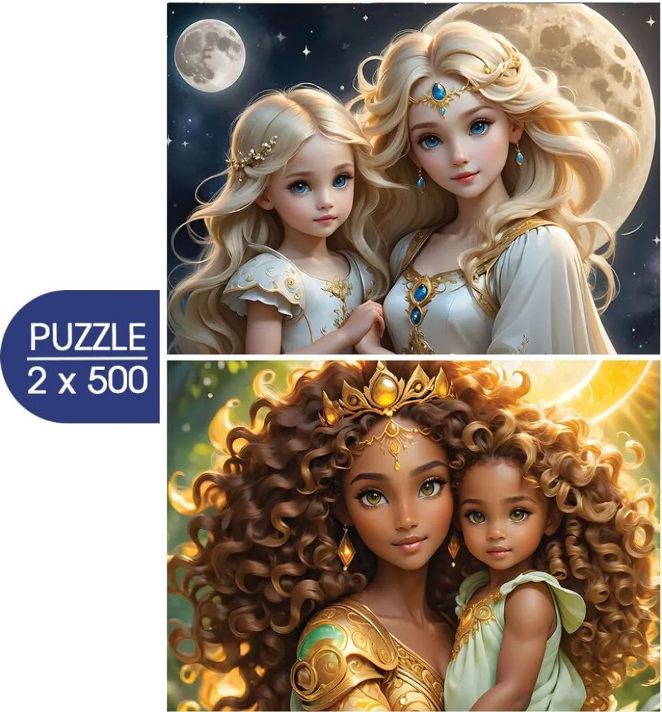 Alipson Puzzle Jeu de Pose 2 Pièces La Lune et le Soleil Mère Fille