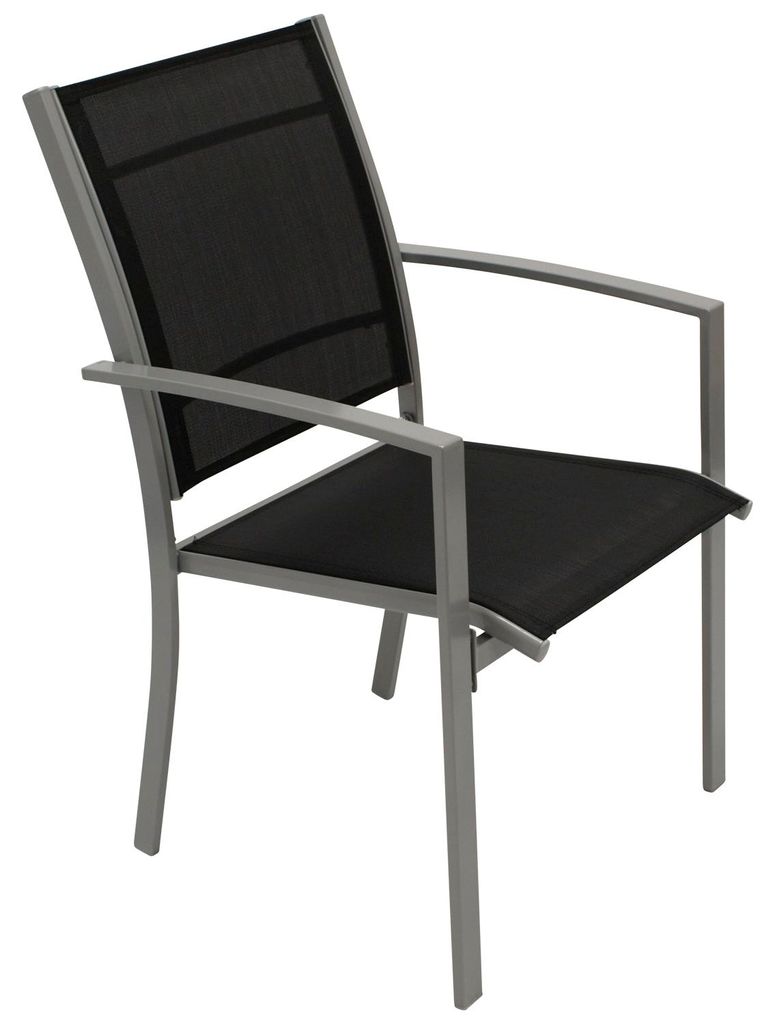 Gartensessel Sessel 4er-set  schwarz / silber stapelbar Produktbild 