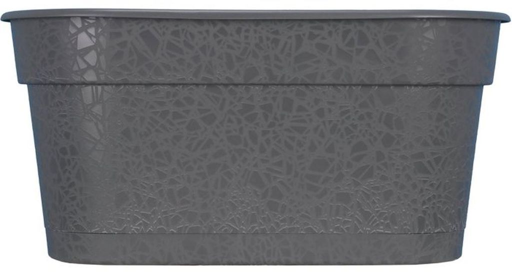 RIVIERA Terea Jardinière 60 cm grau, rechteckig mit abgerundeten Ecken, mit Ablaufloch & clip-on Untersetzer