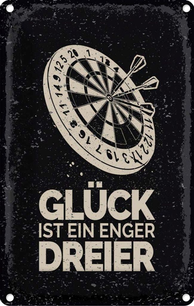 vianmo Blechschild 30x20 cm Dart Glück ist ein enger Dreier Spruch Zitat