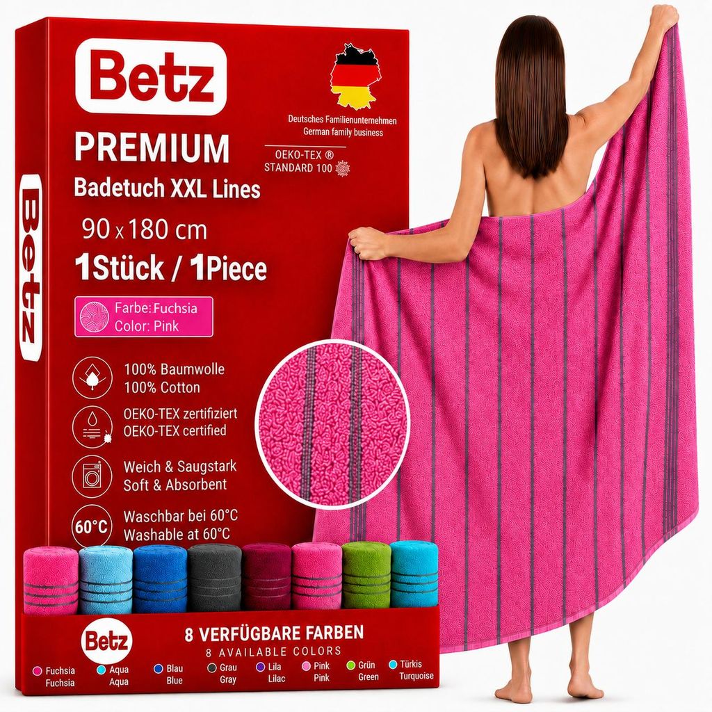 Betz Badetuch XXL Lines 90x180 cm – 100% Baumwolle, weich & Produktbild 