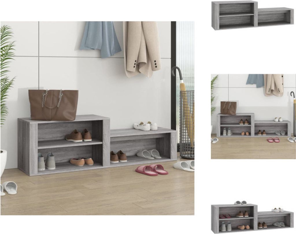 vidaXL Schuhschrank Grau Sonoma 150x35x45 cm Holzwerkstoff - Schuhregale & -schränke