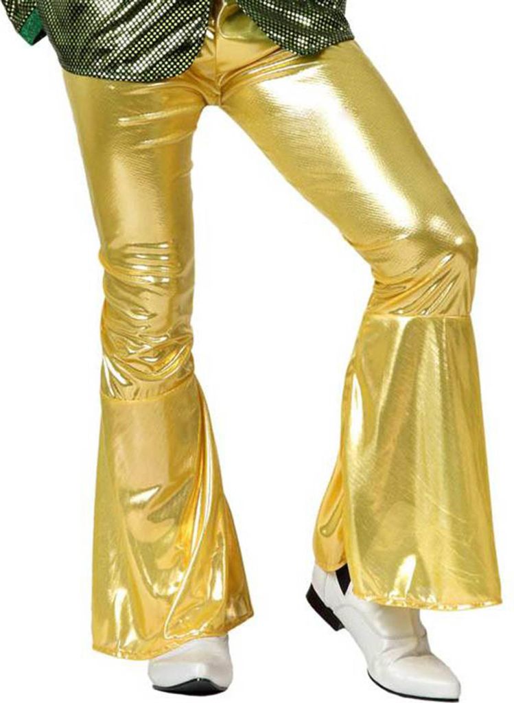 70er Jahre Disco Schlaghose glänzend für Herren gold - XS / S